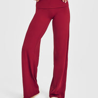 SoftMotion™ Fold Over Straight Leg Bottoms | Ruby Red