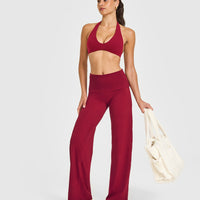 SoftMotion™ Fold Over Straight Leg Bottoms | Ruby Red