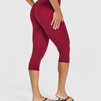 SoftMotion™ High Waisted Capri Leggings | Ruby Red