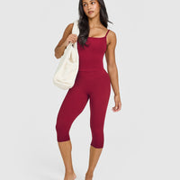 SoftMotion™ High Waisted Capri Leggings | Ruby Red