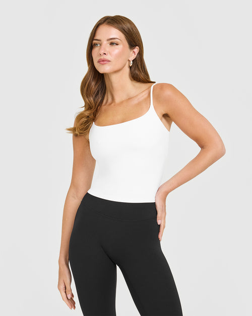 Oner Modal SoftMotion™ Strappy Mid Vest with Built in Bra Shelf | White