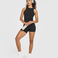 Mellow™ Rib High Neck Mid Tank Top | Black