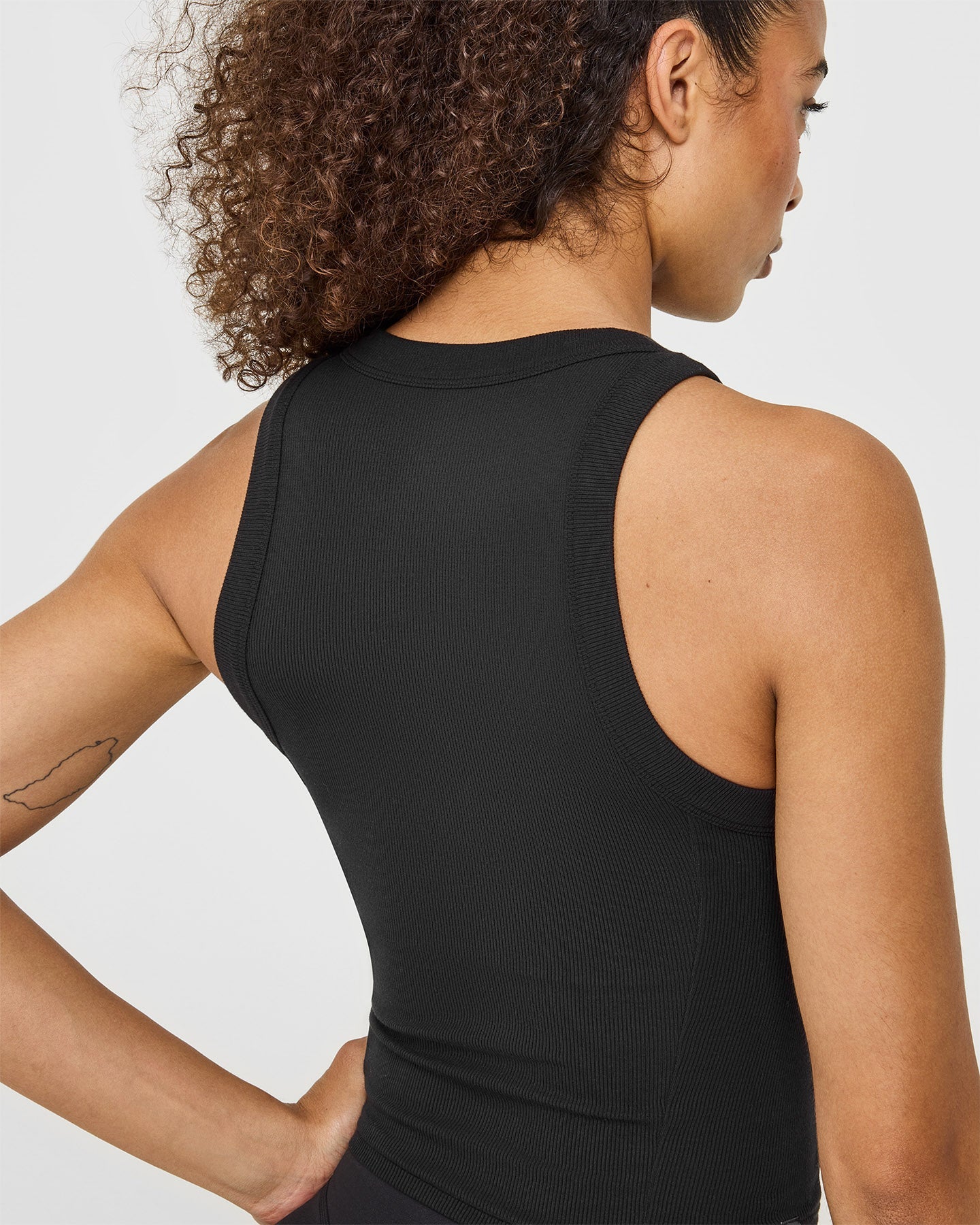 Mellow™ Rib High Neck Mid Tank Top | Black