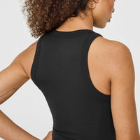 Mellow™ Rib High Neck Mid Tank Top | Black