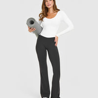 Mellow™ Rib V Neck Mid Long Sleeve Top | White