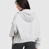 Raw Lounge Oversized Zip Hoodie | Light Grey Marl