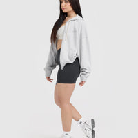 Raw Lounge Oversized Zip Hoodie | Light Grey Marl