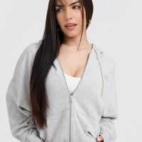 Raw Lounge Oversized Zip Hoodie | Light Grey Marl