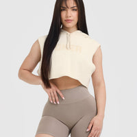 Raw Lounge Sleeveless Crop Hoodie | Off White