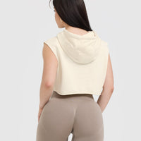 Raw Lounge Sleeveless Crop Hoodie | Off White