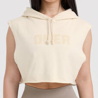 Raw Lounge Sleeveless Crop Hoodie | Off White