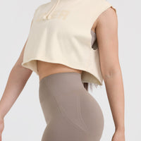 Raw Lounge Sleeveless Crop Hoodie | Off White
