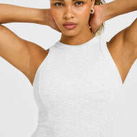 Mellow™ Rib High Neck Mid Tank Top | Light Grey Marl