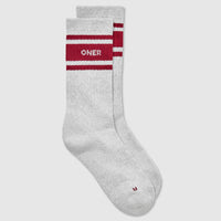 Varsity Long Crew Socks 1 Pack | Grey Marl/Ruby Red
