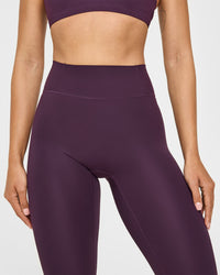 Timeless High Waisted Leggings with White Logo | Blackberry Purple