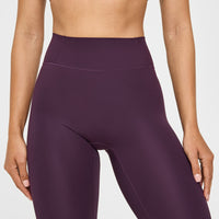 Timeless High Waisted Leggings with White Logo | Blackberry Purple