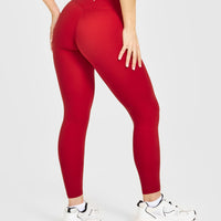 Timeless High Waisted Leggings with White Logo | Toasted Red