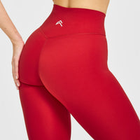 Timeless High Waisted Leggings with White Logo | Toasted Red