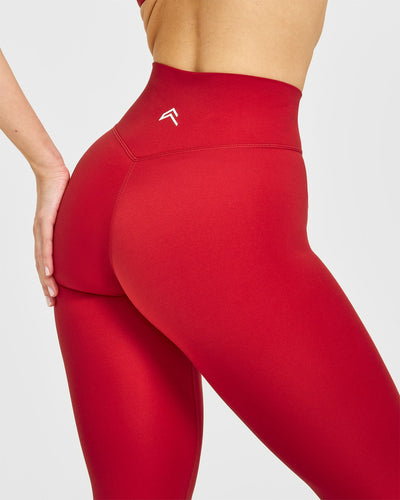 Timeless High Waisted Leggings with White Logo | Toasted Red