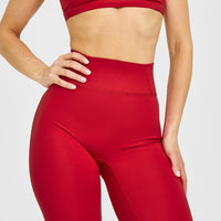 Timeless High Waisted Leggings with White Logo | Toasted Red