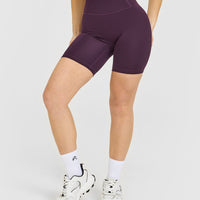 Timeless High Waisted Shorts with White Logo | Blackberry Purple