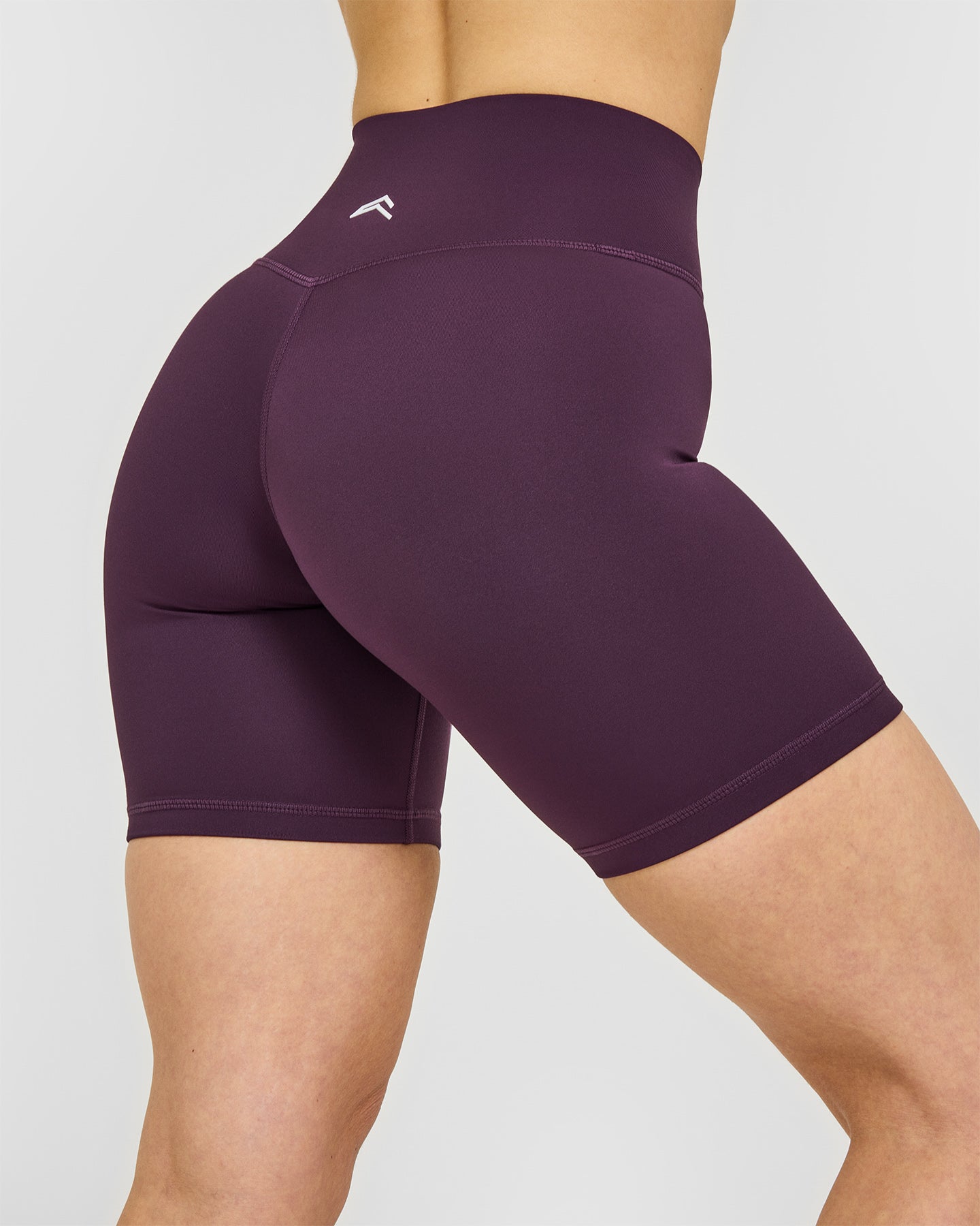Timeless High Waisted Shorts with White Logo | Blackberry Purple