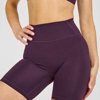 Timeless High Waisted Shorts with White Logo | Blackberry Purple