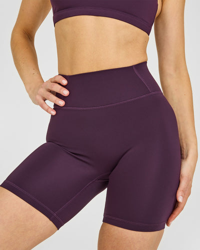 Timeless High Waisted Shorts with White Logo | Blackberry Purple