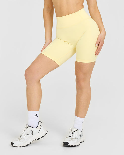 Oner Modal Timeless High Waisted Shorts with White Logo | Sherbert Yellow