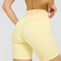 Timeless High Waisted Shorts with White Logo | Sherbert Yellow