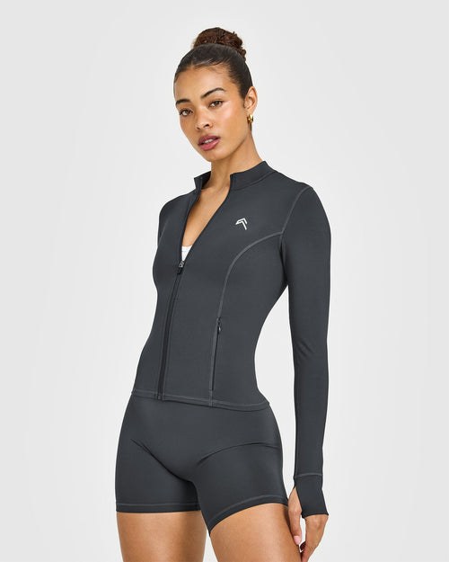 Oner Modal Timeless Jacket with White Logo | Coal