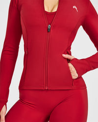 Timeless Jacket with White Logo | Toasted Red