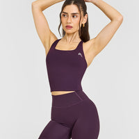 Timeless Square Neck Mid Vest with White Logo | Blackberry Purple