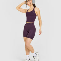 Timeless Square Neck Mid Vest with White Logo | Blackberry Purple