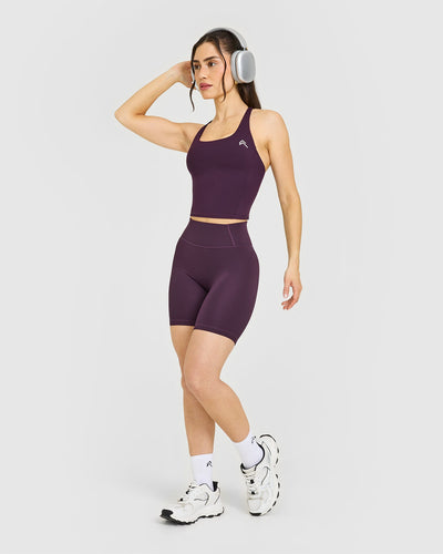 Timeless Square Neck Mid Vest with White Logo | Blackberry Purple
