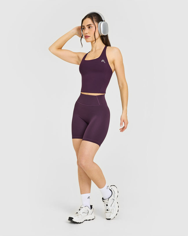 Timeless Square Neck Mid Vest with White Logo | Blackberry Purple