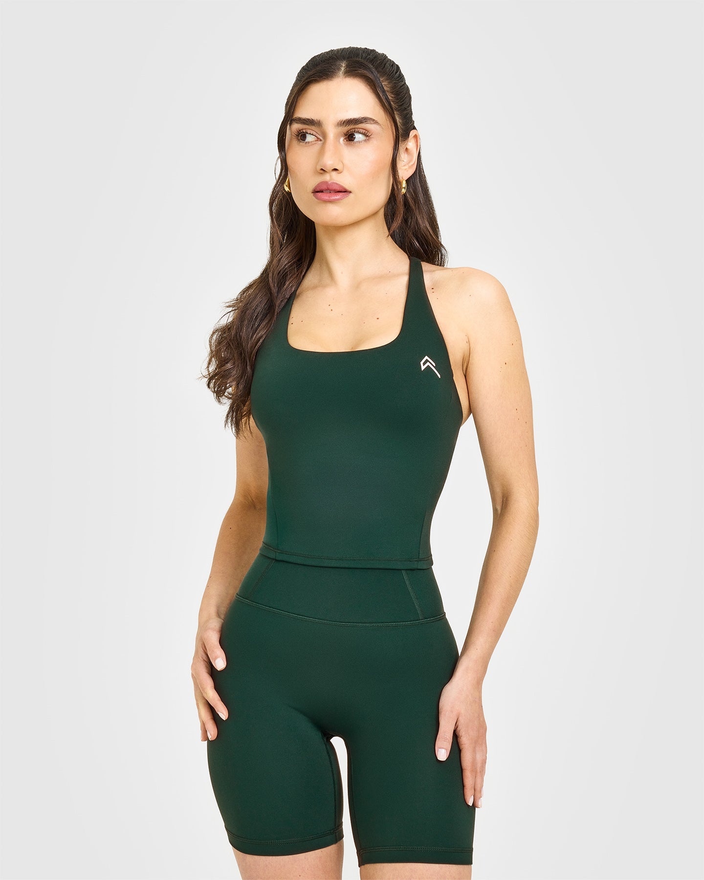 Timeless Square Neck Mid Vest with White Logo | Racing Green
