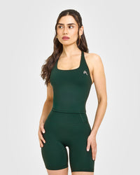 Timeless Square Neck Mid Vest with White Logo | Racing Green