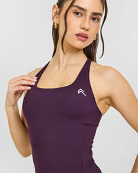 Timeless Square Neck Vest with White Logo | Blackberry Purple