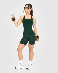 Timeless Square Neck Vest with White Logo | Racing Green