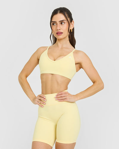 Timeless Strappy Bralette with White Logo | Sherbert Yellow