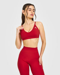 Timeless Strappy Bralette with White Logo | Toasted Red