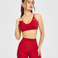 Timeless Strappy Bralette with White Logo | Toasted Red