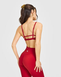 Timeless Strappy Bralette with White Logo | Toasted Red