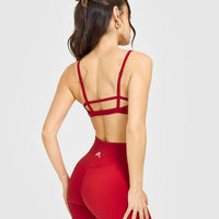 Timeless Strappy Bralette with White Logo | Toasted Red