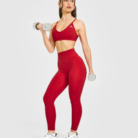 Timeless Strappy Bralette with White Logo | Toasted Red