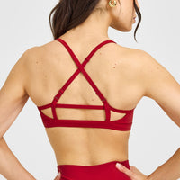 Timeless Strappy Bralette with White Logo | Toasted Red
