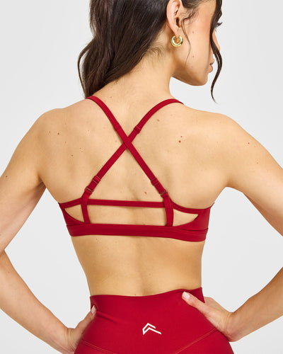 Timeless Strappy Bralette with White Logo | Toasted Red