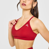 Timeless Strappy Bralette with White Logo | Toasted Red