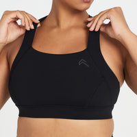 Timeless Wide Strap Sports Bra | Black